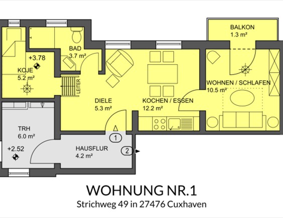 Grundriss Apartment 1